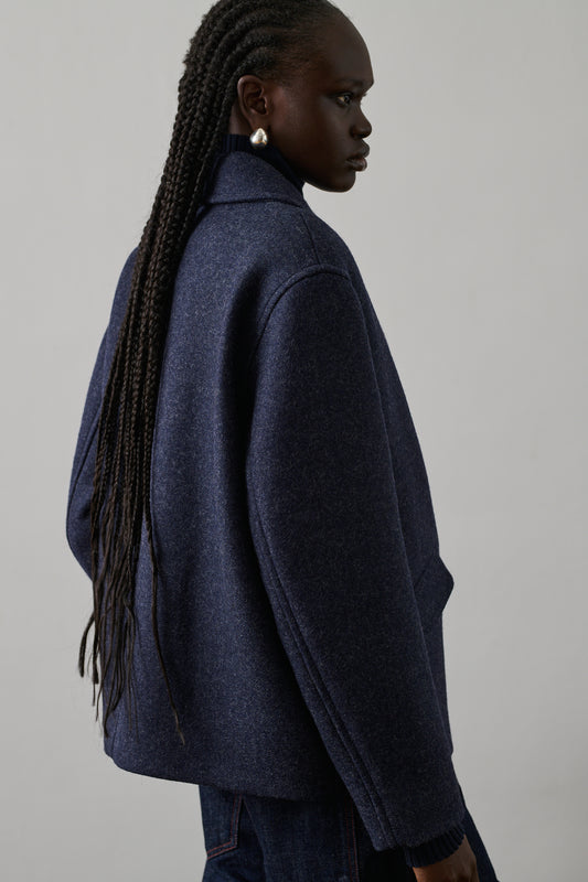 Caban Constant - Navy Chiné - Laine - Femme